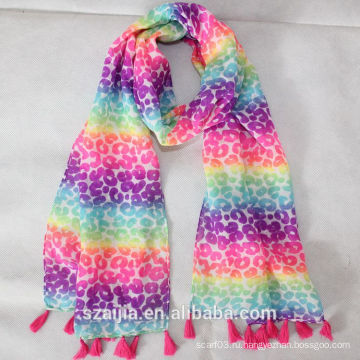 Новый дизайн детский красочный печатный шелковый шарф